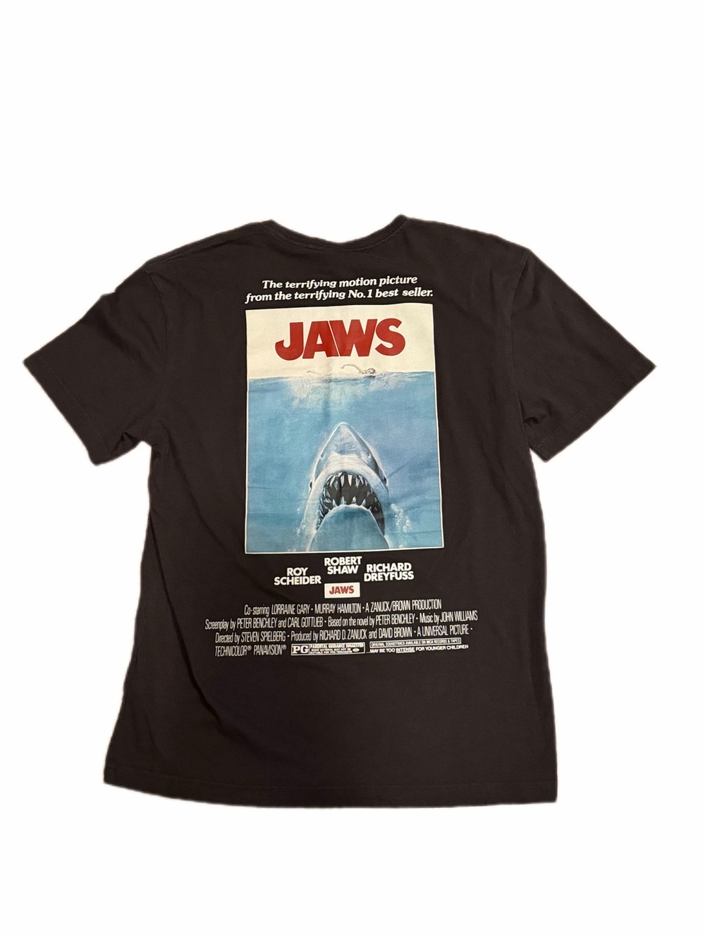 Jaws Movie Poster Graphic Tee in Black faded color